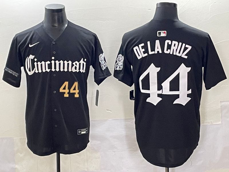 Men 2025 Cincinnati Reds #44 Delacruz Black Five generations Joint Name Nike MLB Jersey style 7->cincinnati reds->MLB Jersey